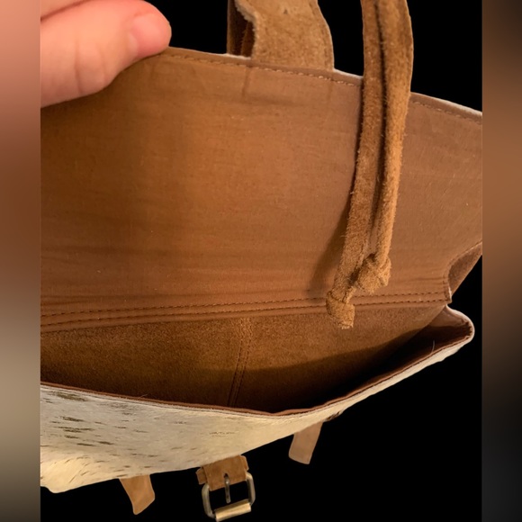 Jane Marie genuine leather cowhide speckle gold backpack - Picture 9 of 12